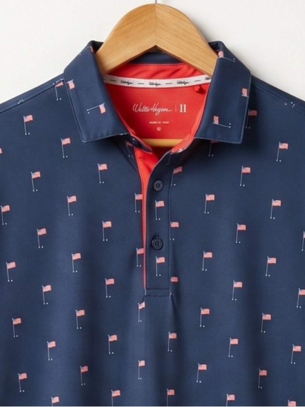 🇺🇸 American Flag Golf Print Summer Navy SS Polo by Walter Hagen 🇺🇸 ⛳️
